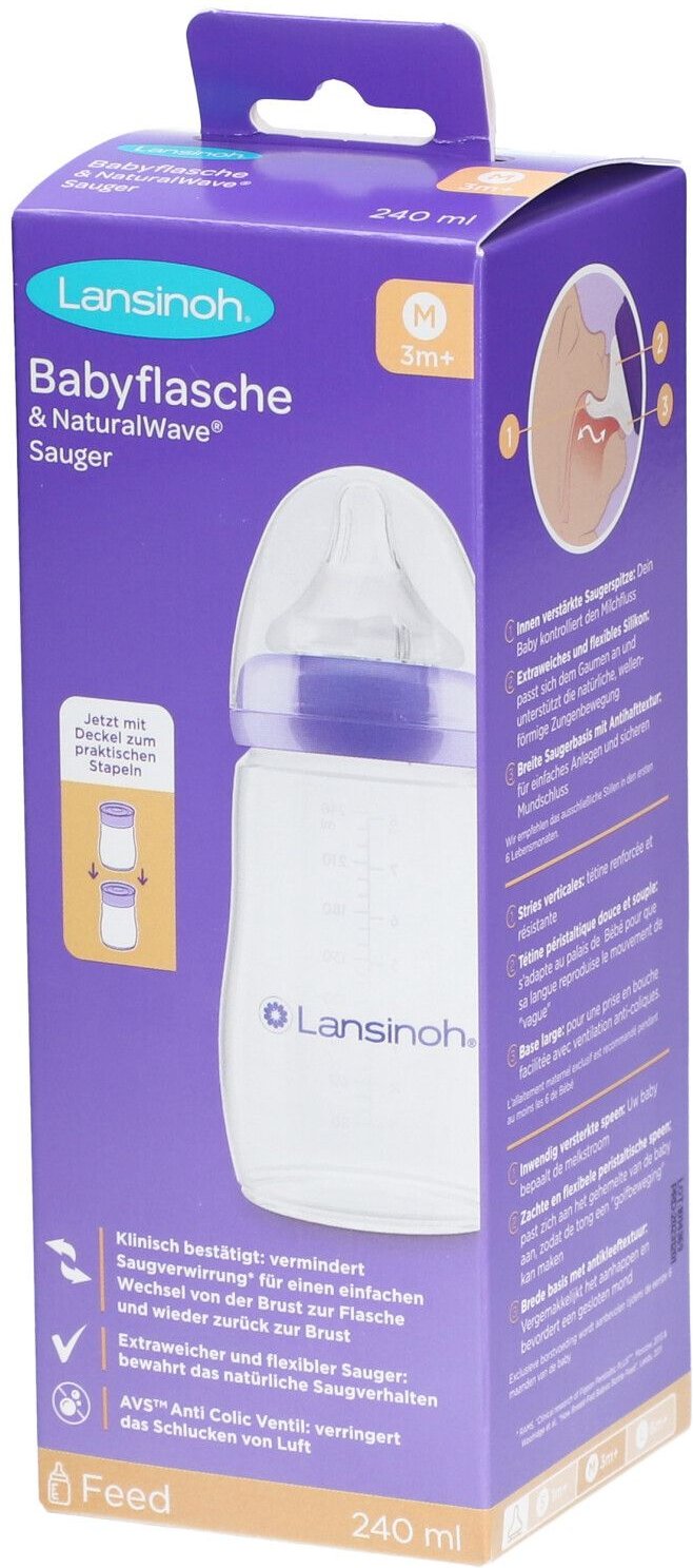 Lansinoh NaturalWave Babyflasche 240ml & Sauger M 1 St Flaschen