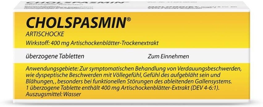 Cholspasmin Artischocke überzogene Tabletten 30 St Überzogene