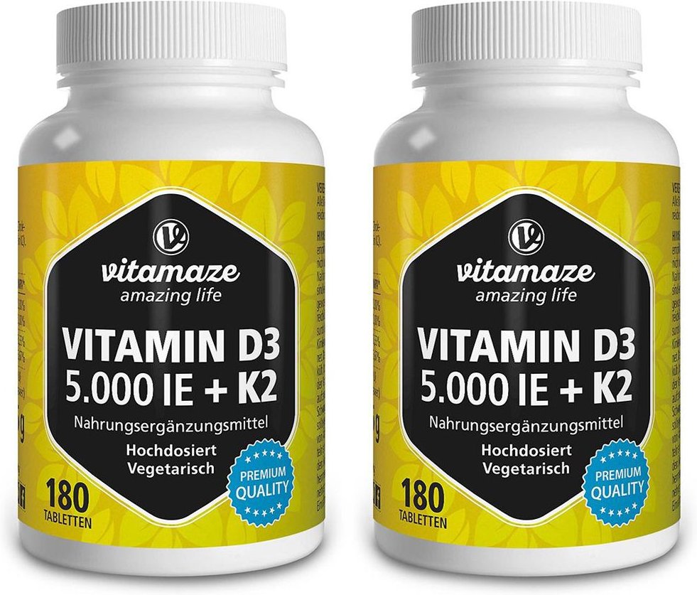 Thumbnail - Vitamaze Vitamin D3 5.000 I.e. + K2 Doppelpack 2x180 St Tabletten