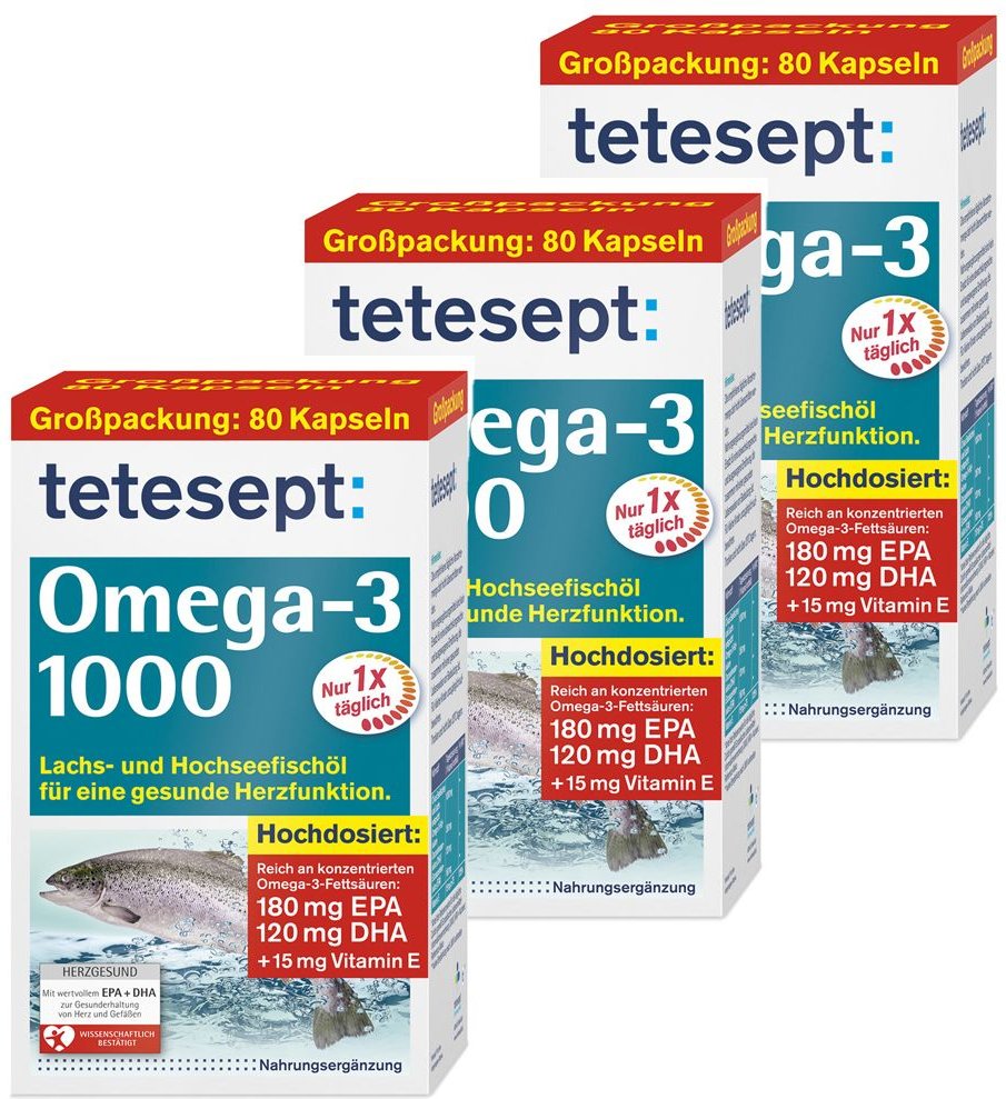 Thumbnail - tetesept Omega-3 1000 x3 3x80 St Kapseln
