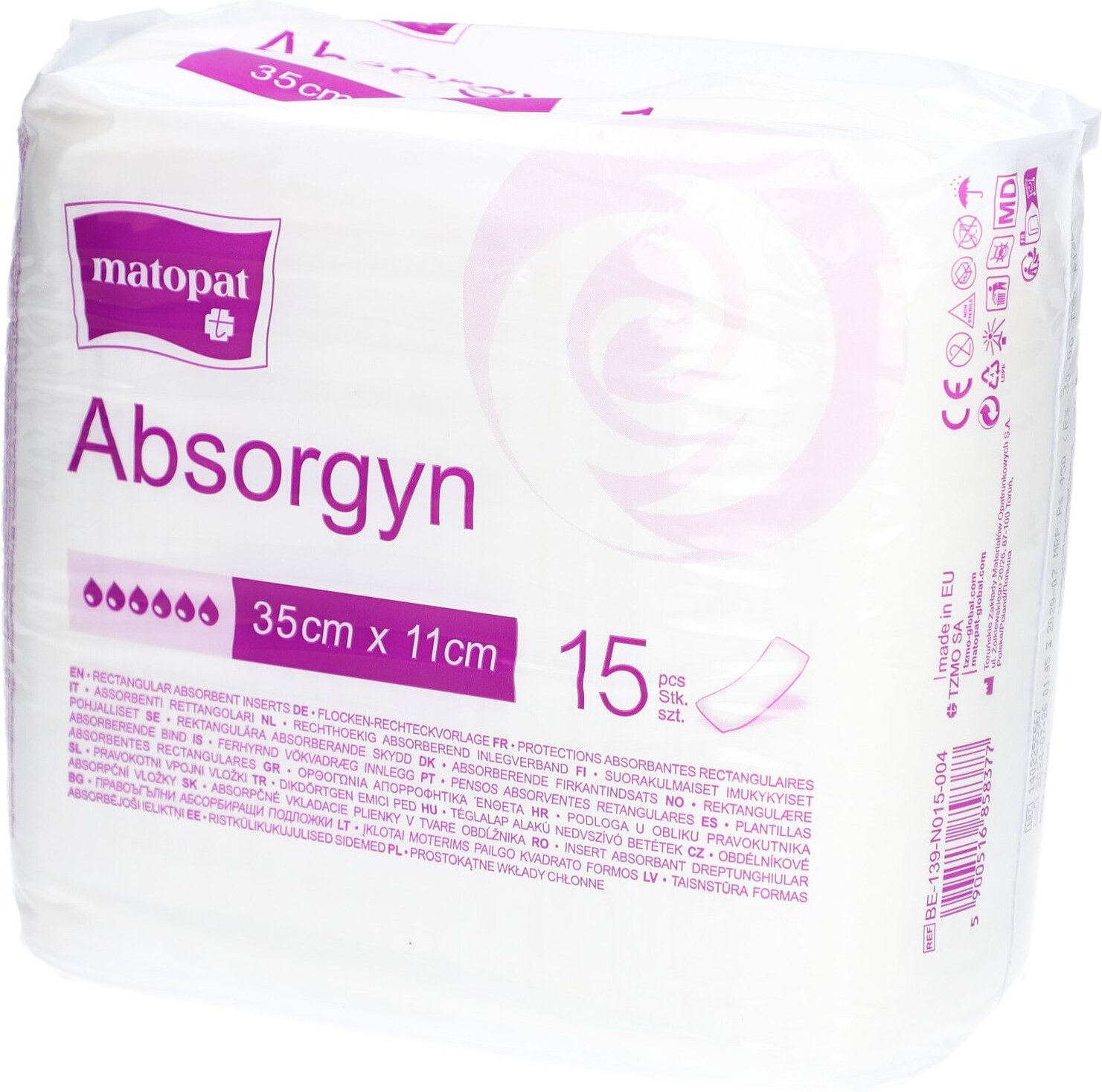 Absorgyn Rechteckvorlage 11x35 cm unsteril 15 St