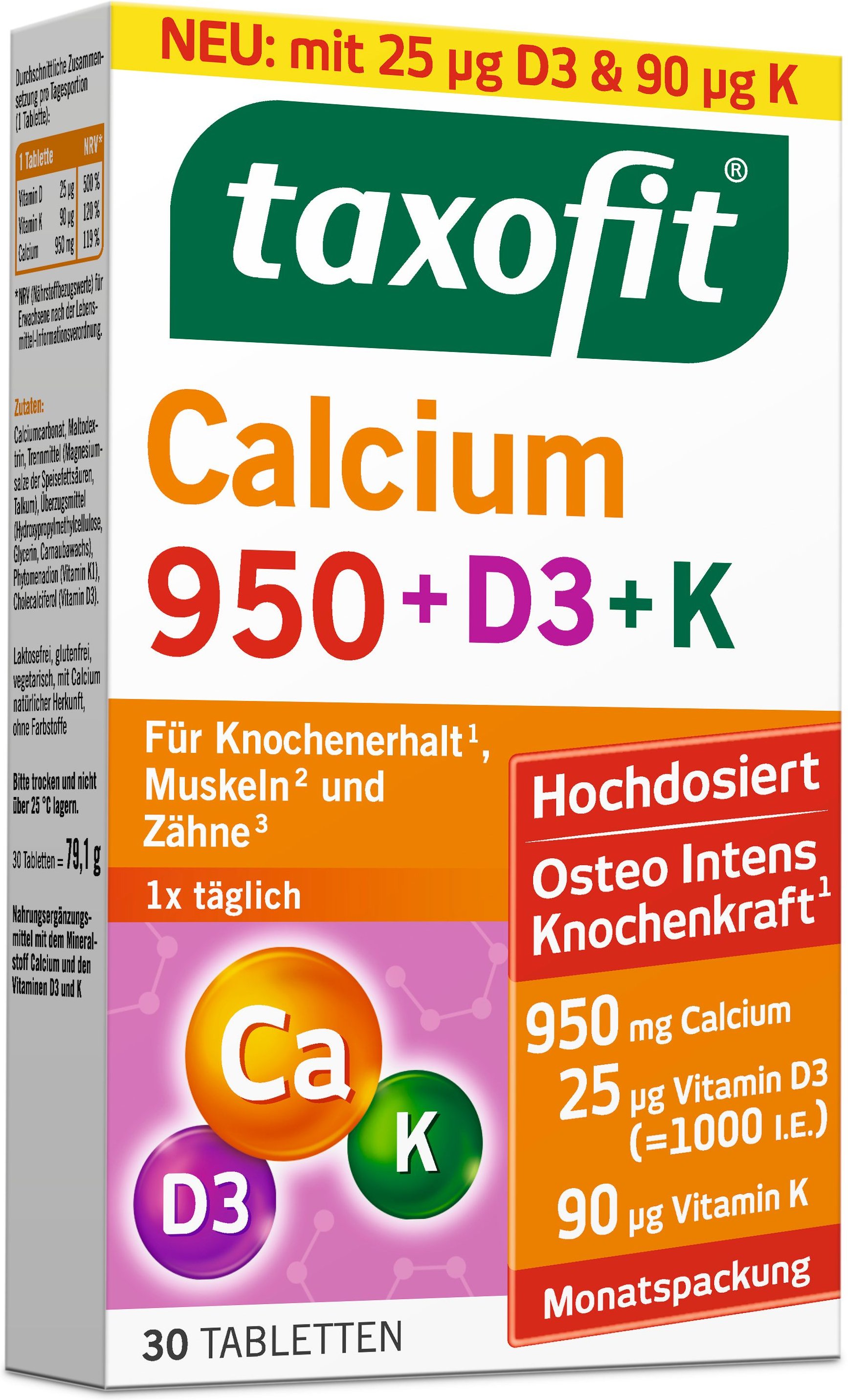 Thumbnail - Taxofit Calcium 950+D3+K Tabletten 30 St