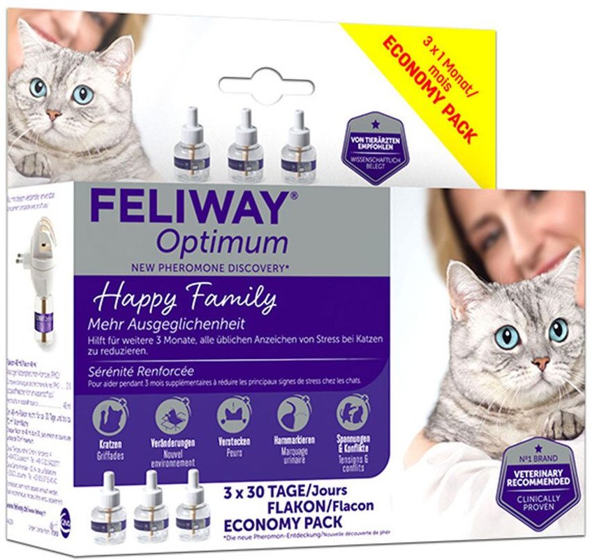 Feliway Optimum Nachfüllflakon Vorteilspack f.Kat. 3x48 ml Lösung für einen Vernebler