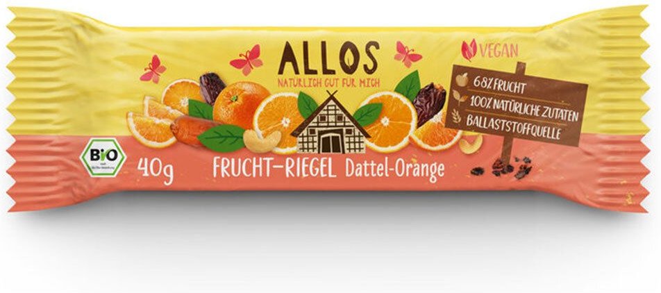 Allos Frucht-Riegel Dattel Orange 40 g Riegel