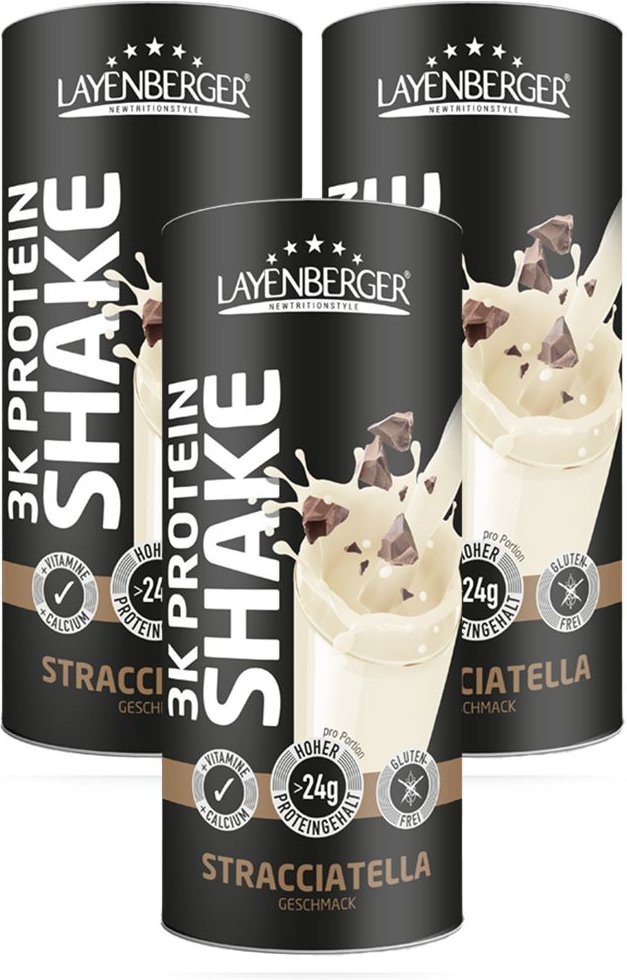 3x Layenberger 3K Protein-Shake, Stracciatella 3x360 g Pulver