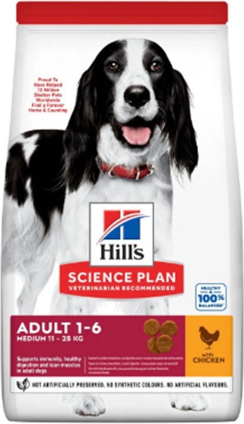 Hill's Science Plan Adult Medium Trockenfutter für mittelgroße Hunde mit Huhn 14 kg Beutel Futter