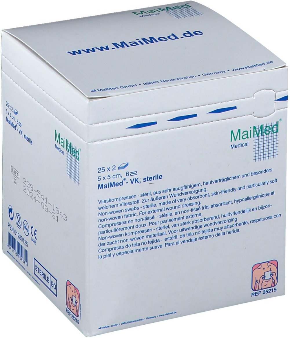 Vlieskompressen steril 5x5 cm 6fach 25x2 St Kompressen