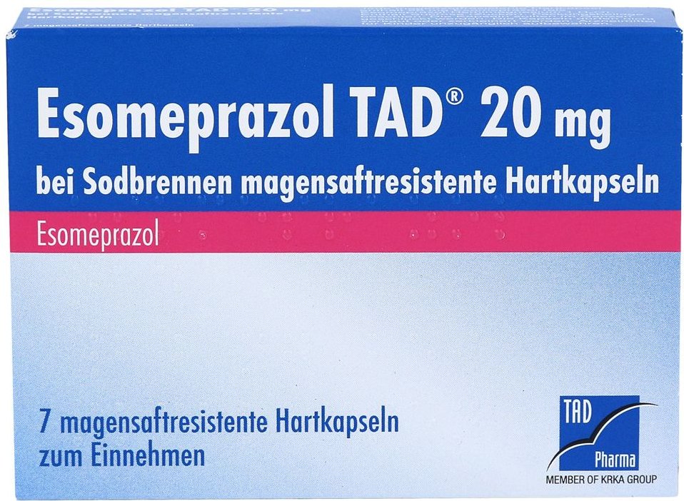 Esomeprazol TAD 20 mg bei Sodbrennen msr.Hartkaps. 7 St Magensaftresistente Hartkapseln