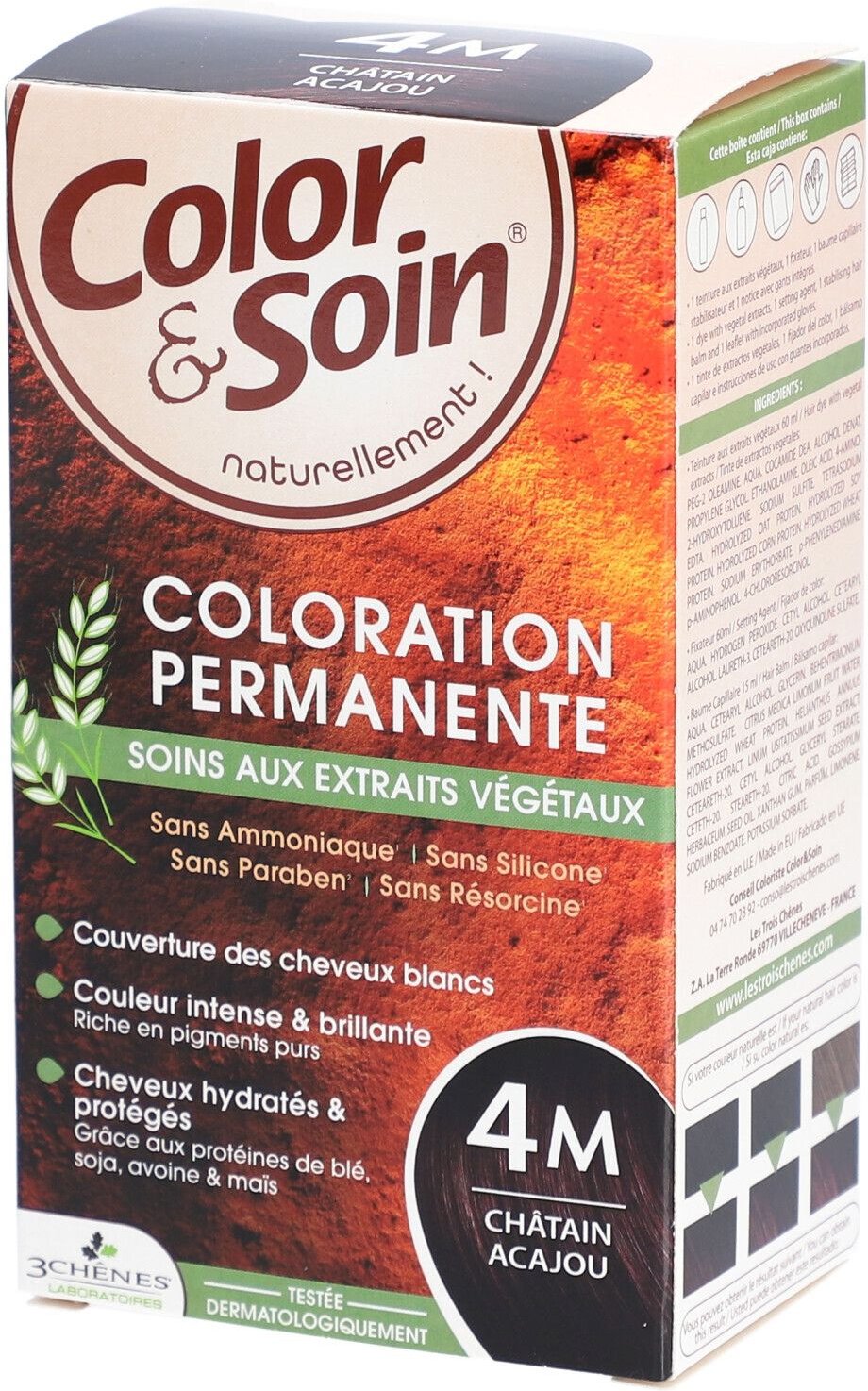 Color & Soin Coloration - permanente aux extraits végétaux. châtain acajou n° 4 135 ml Creme