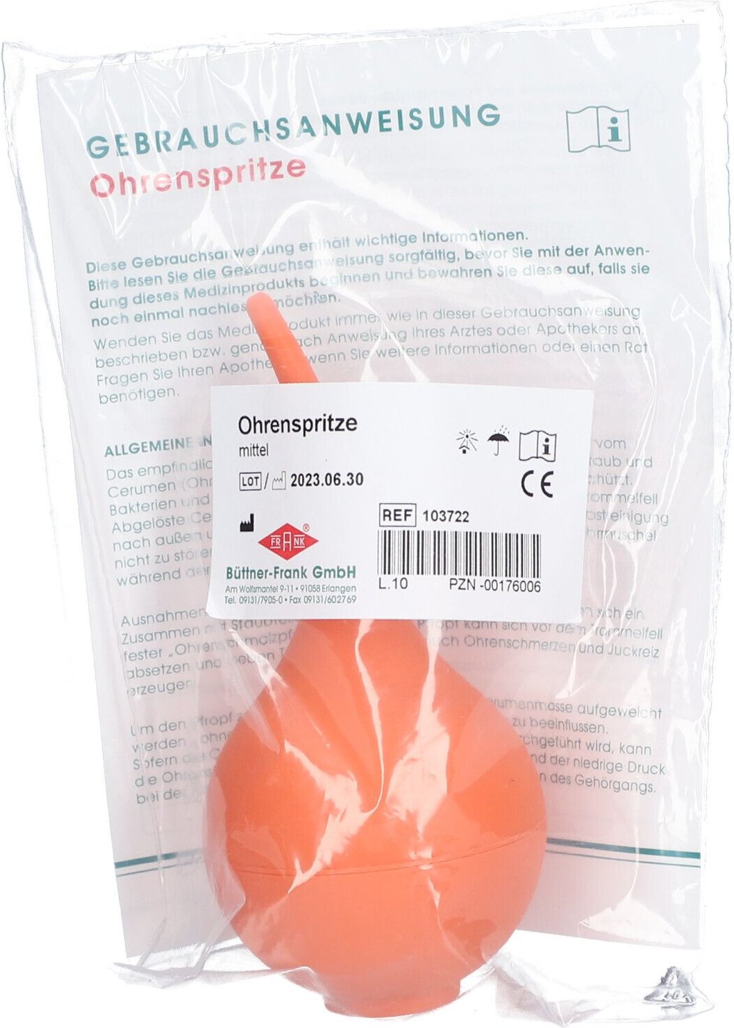 Ohrenspritze 60 g Gummi mittel 1 St Spritzen