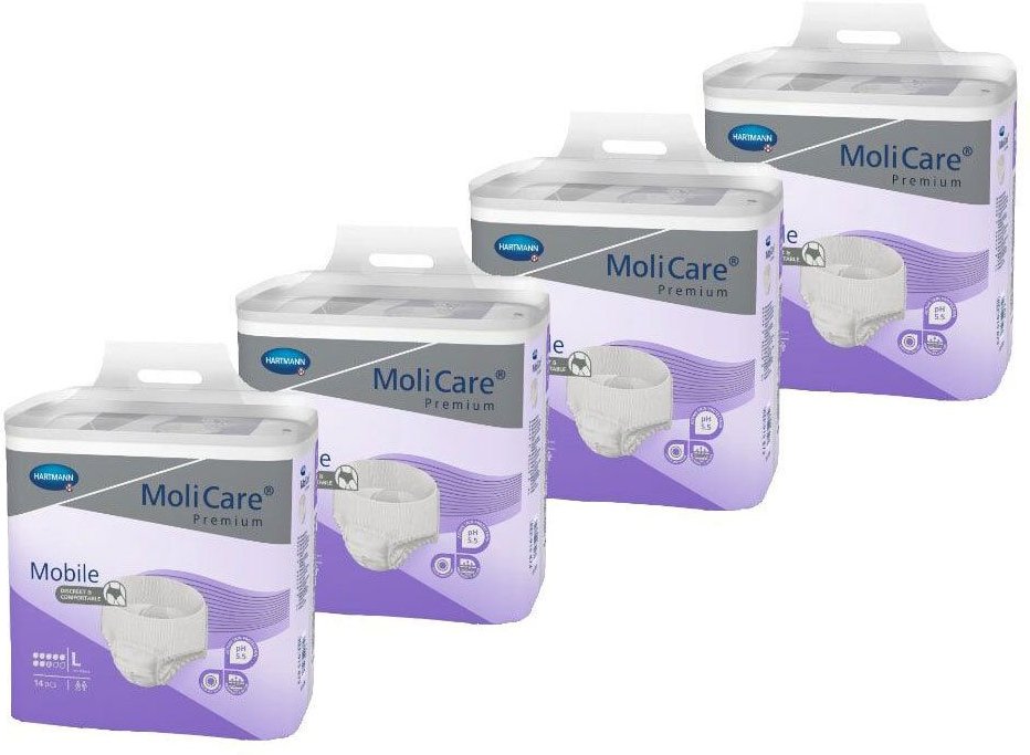 Thumbnail - Molicare Premium Mobile 8 Tropfen Gr.L 4x14 St Set