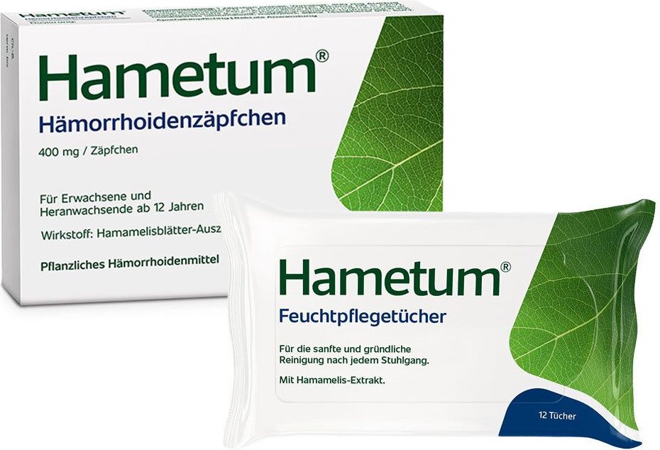 Thumbnail - Hametum Feuchtpflegetücher 12er + Hämorrhoiden Zäpfchen 10er 1 St Set