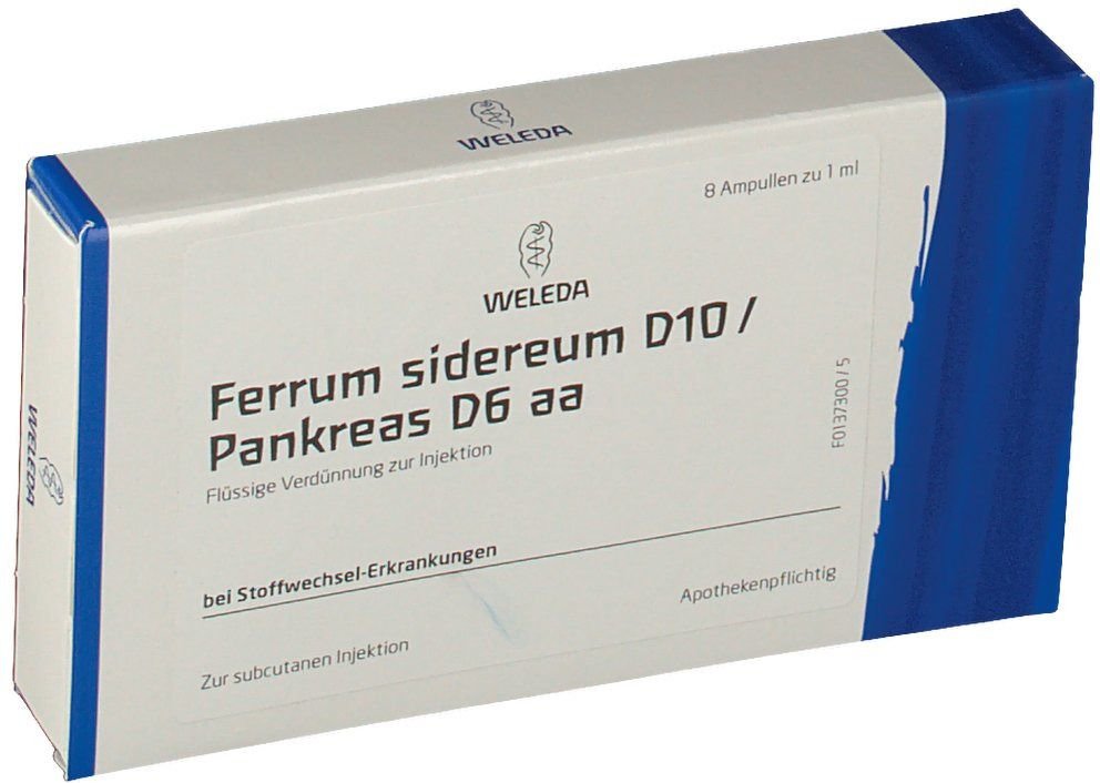 Ferrum Sidereum D 10/Pankreas 6 aa Ampullen 8x1 ml