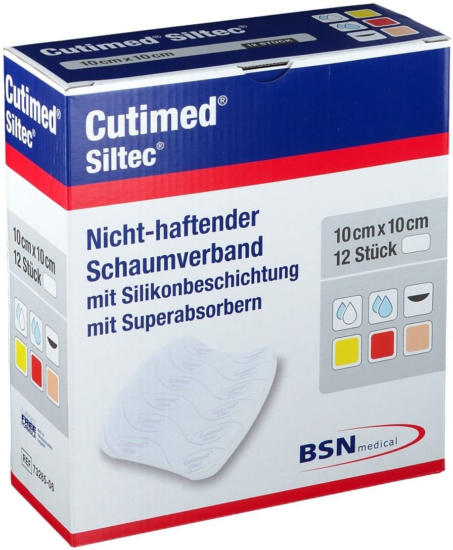 Cutimed Siltec Schaumverb.10x10 cm nicht haftend 12 St Kompressen