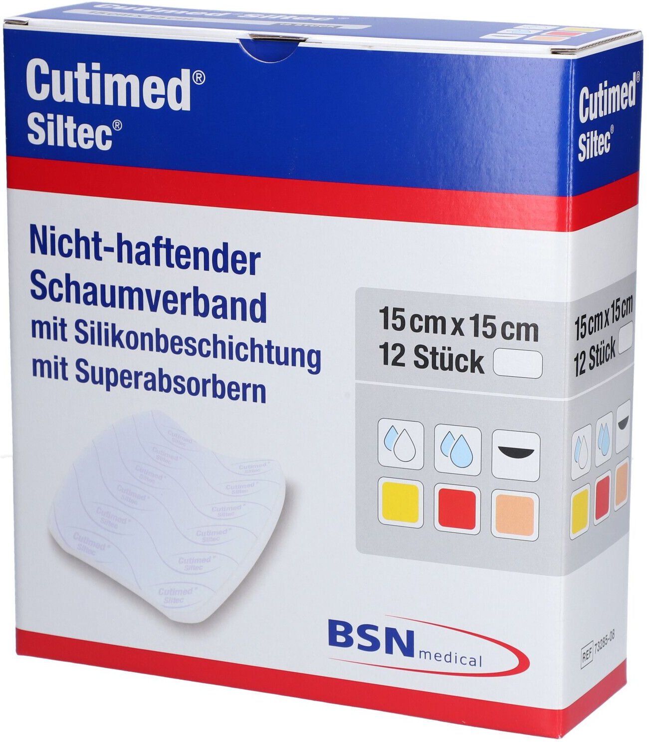 Cutimed Siltec Schaumverb.15x15 cm nicht haftend 12 St Kompressen
