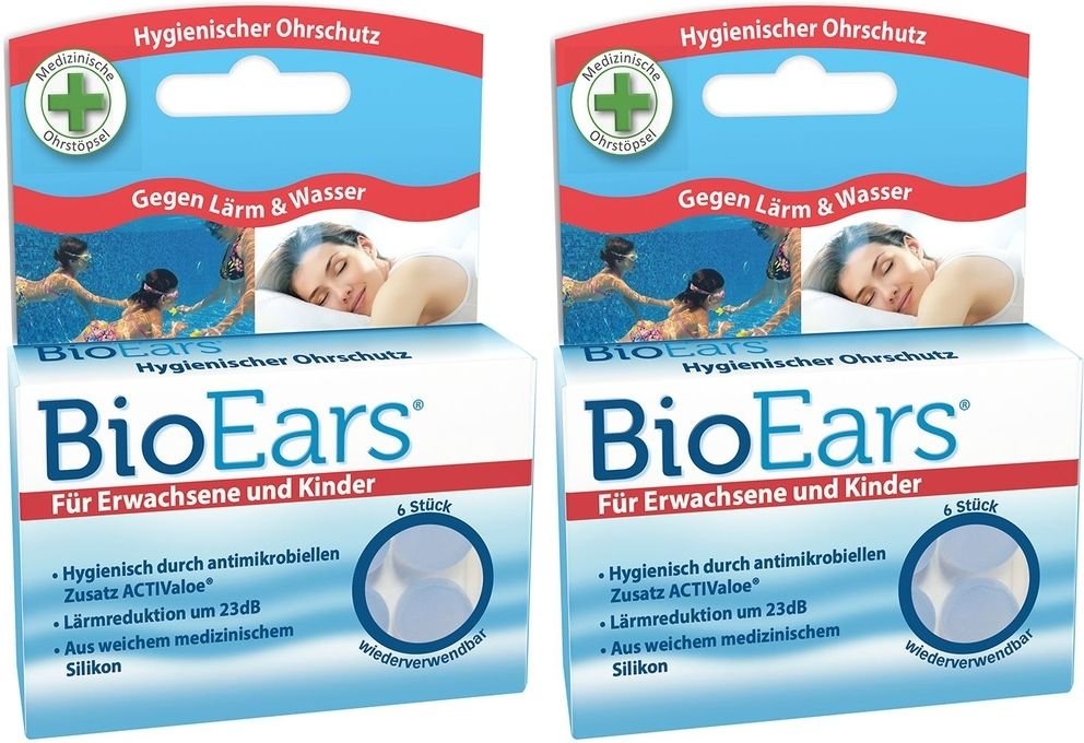 Bioears Silikon Ohrstöpsel antimikrobielle 2x 2x6 St
