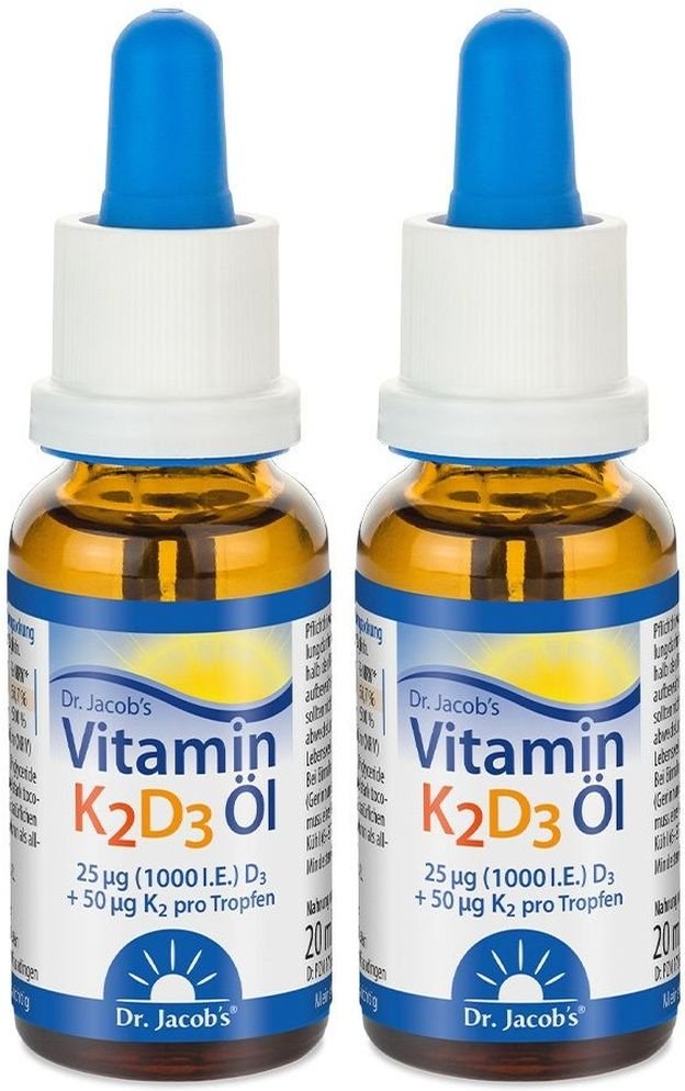 Vitamin K2D3 Öl 1000 I.e.+50 µg D3+K2 Dr.Jacob's 2x 2x20 ml Tropfen zum Einnehmen
