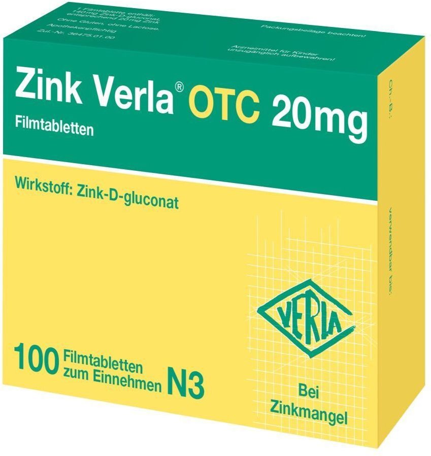 Zink Verla OTC 20 mg Filmtabletten 100 St