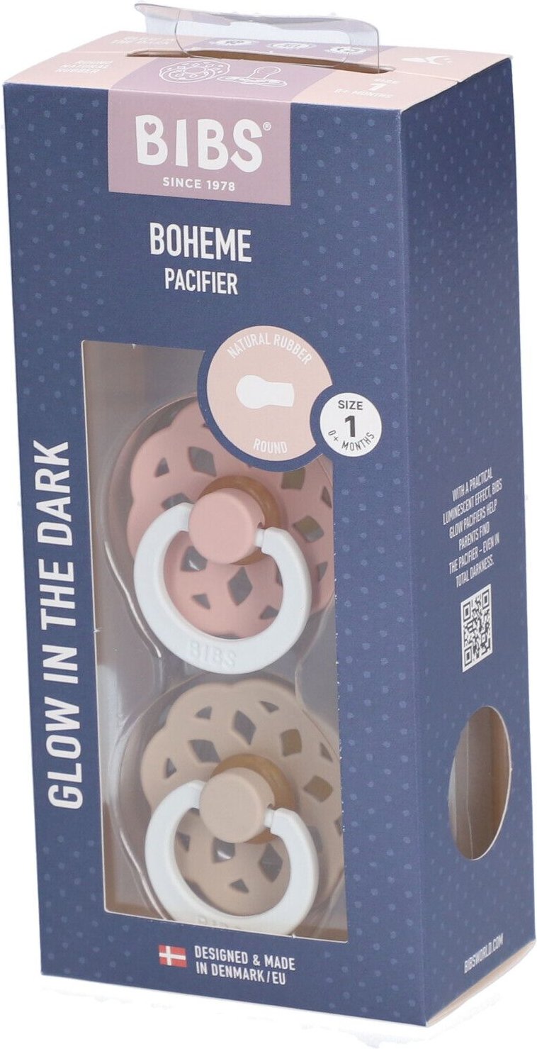 Bibs Fopspeen Boheme Glowdark Blush/Vanilla Duo 0-6 2 St Schnuller