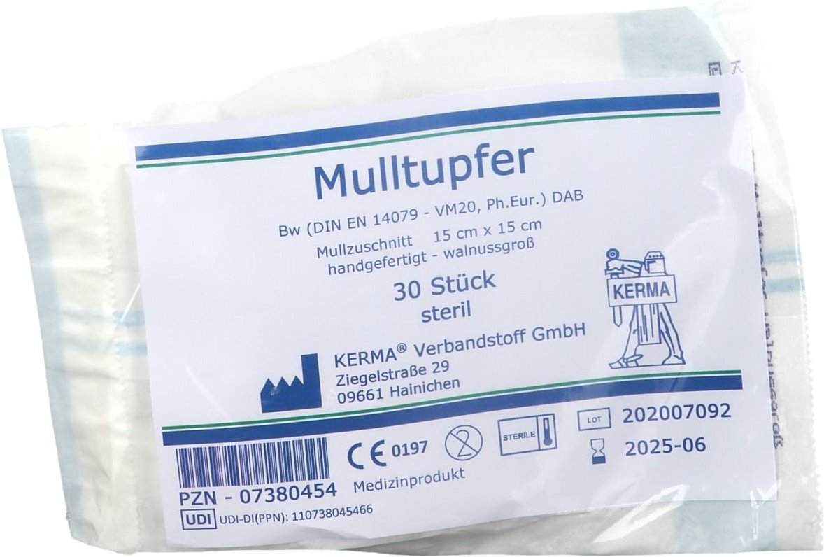 Mulltupfer 15x15cm walnussgroß steril
