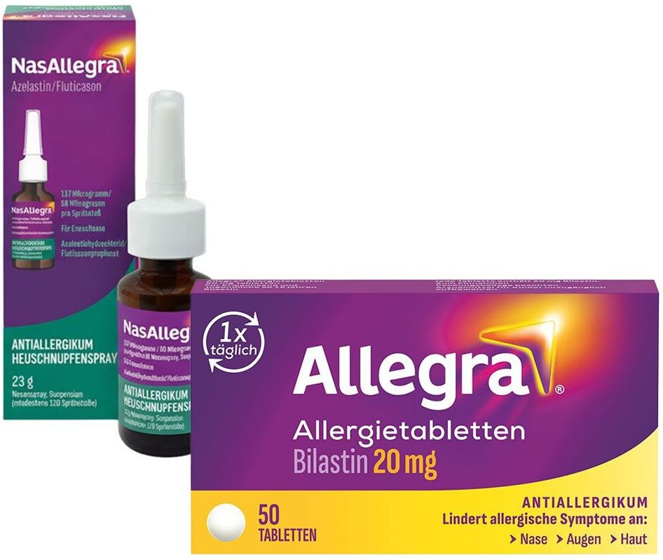 Allegra Allergietabletten 20 mg Tabletten + Nasallegra 137 µg/50 µg pro Sprühstoß Nasenspr 1 St Set