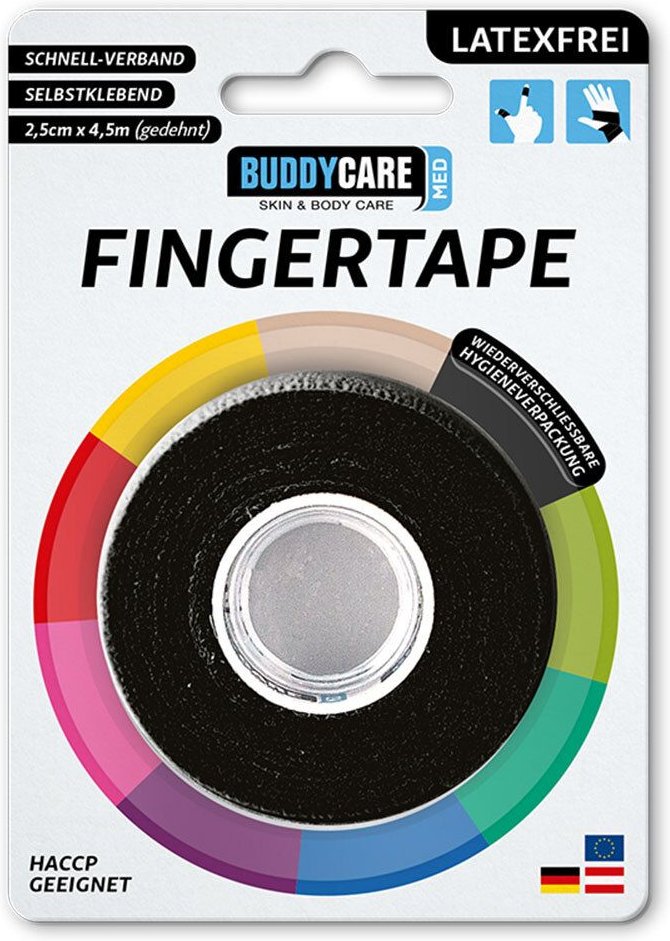 Fingertape latexfrei Buddycare MED schwarz 1 St Verband