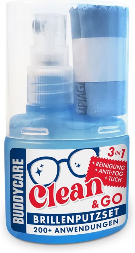 Buddycare Clean&Go Brillenputzset 3in1+Br.tuch+Spr 30 ml Sprühflasche