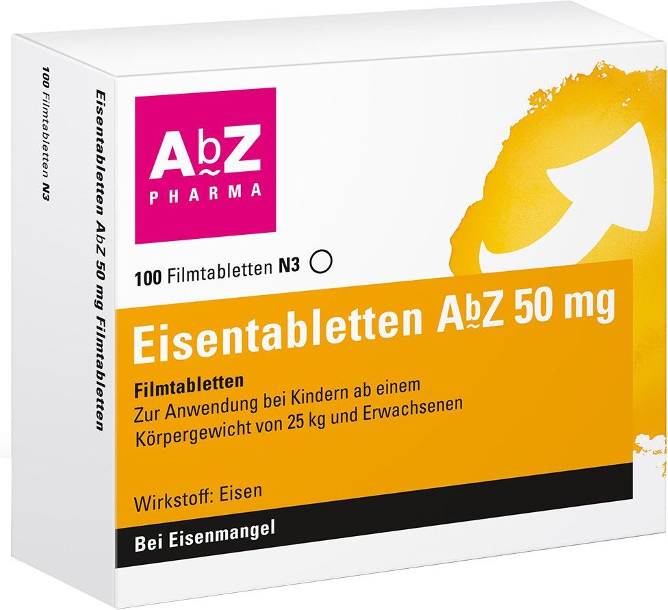 Eisentabletten AbZ 50 mg Filmtabletten 100 St