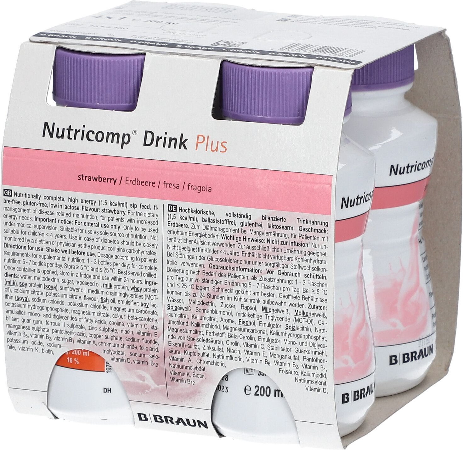 Nutricomp Drink Plus Erdbeer 4x200 ml Flüssigkeit