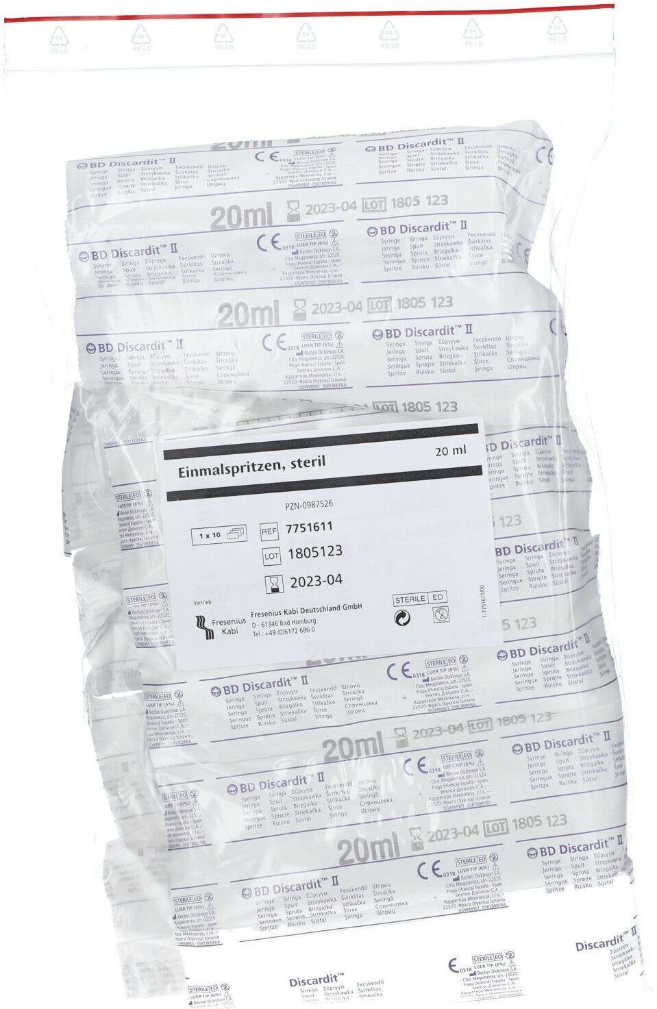 Spritzen Einmal 20 ml steril