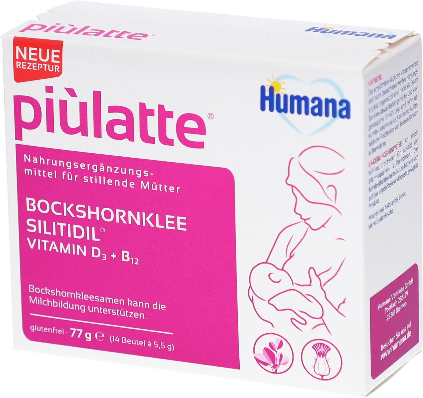 Humana Piulatte Bockshornklee Muttermilchbild.Plv. 14x5,5 g Pulver
