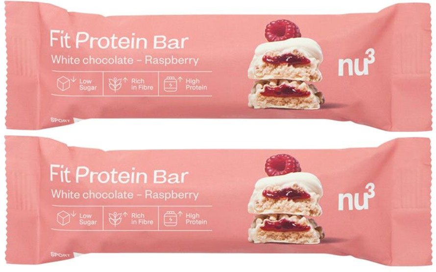 2 x nu3 Fit Protein Bar White Choc Raspberry 55g 2x55 g Riegel