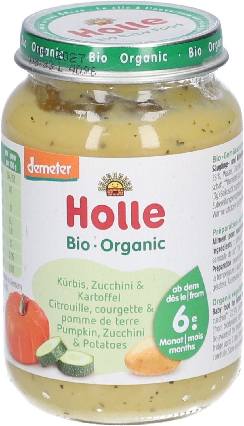 Holle Kürbis Zucchini & Kartoffel Bio, ab 6 Monaten x4 4x190 g