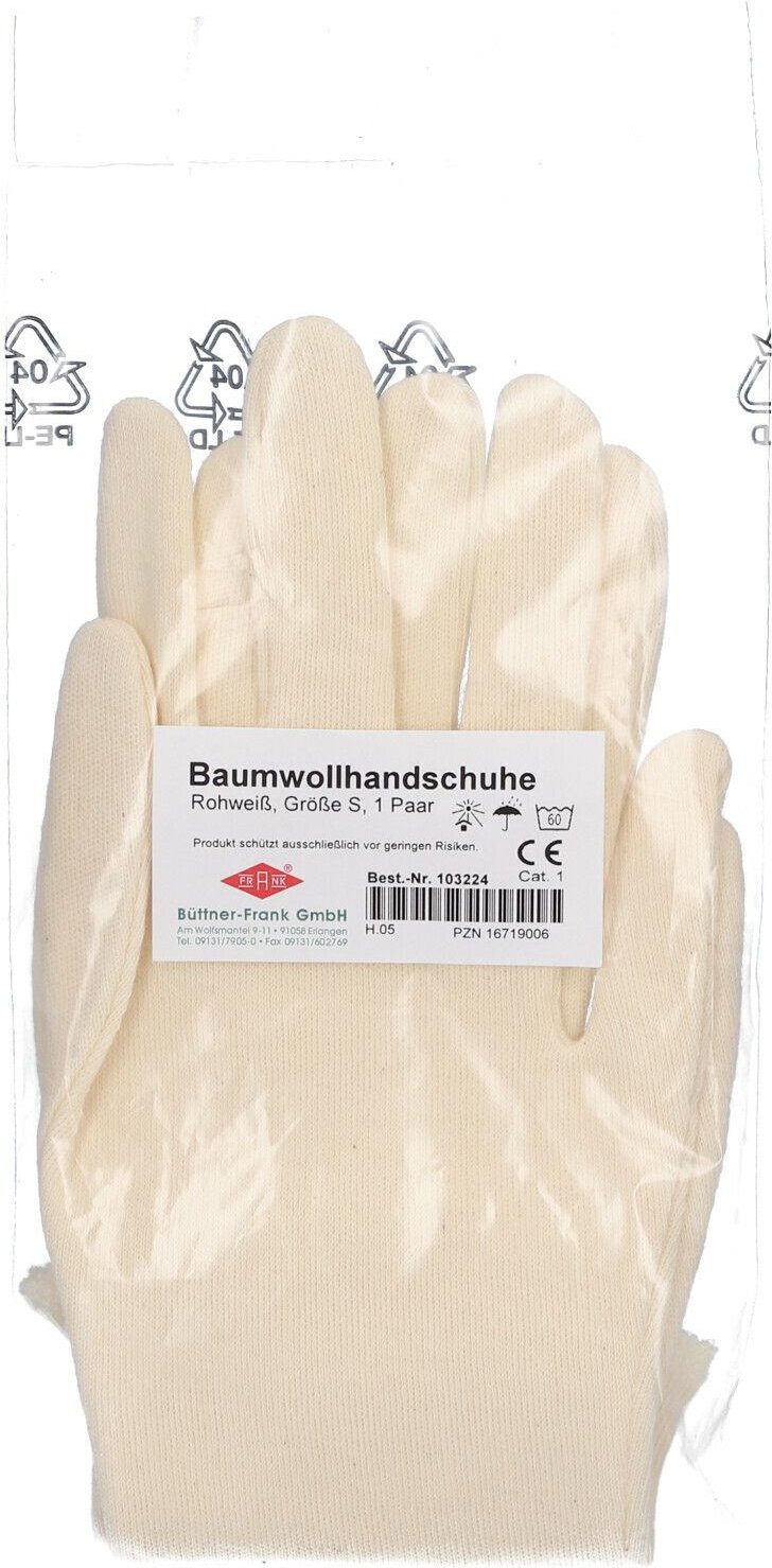 Baumwollhandschuhe Größe S rohweiß 1 Paar