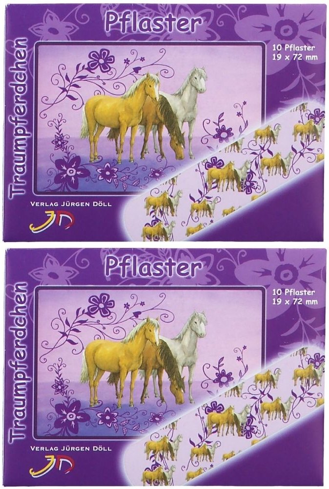 Kinderpflaster Traumpferdchen blau Briefchen 2x 2x10 St Pflaster