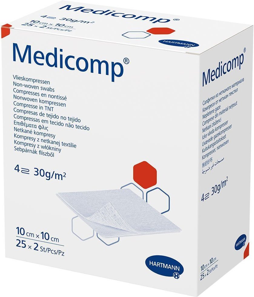 Medicomp Vlieskomp.steril 10x10 cm 4fach 25x2 St Kompressen