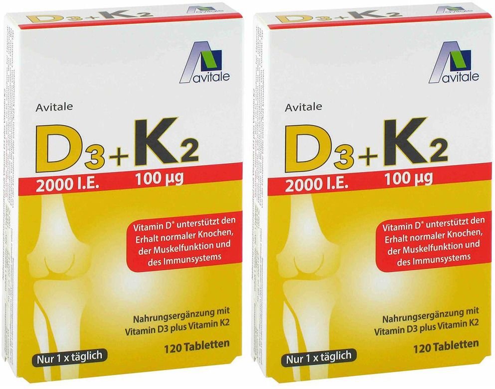 Thumbnail - Avitale Vitamin D3+K2 2000 I.e. Doppelpack 2x120 St Tabletten