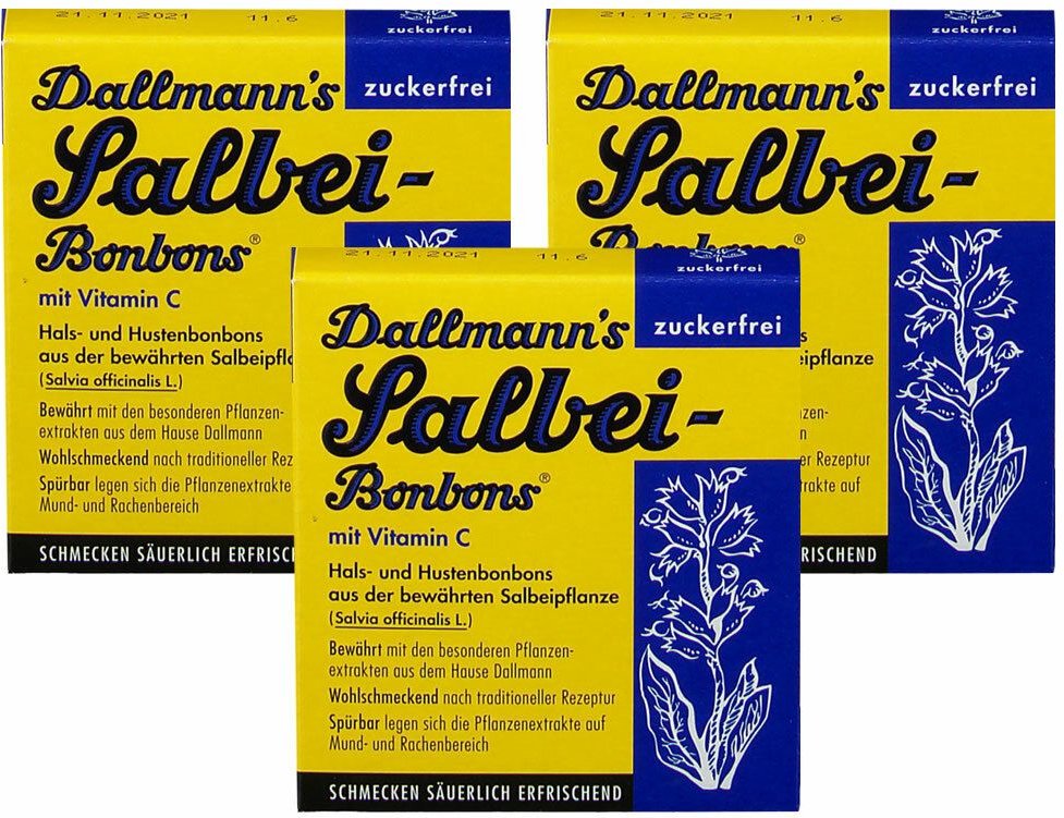 Dallmanns® Salbeibonbons zuckerfrei Dreierpack 3x20 St Bonbons