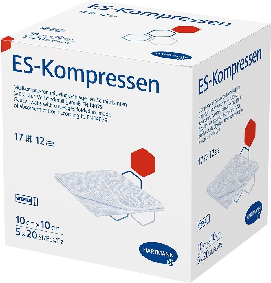 Es-Kompressen steril 10x10 cm 12fach Großpackung 5x20 St Kompressen