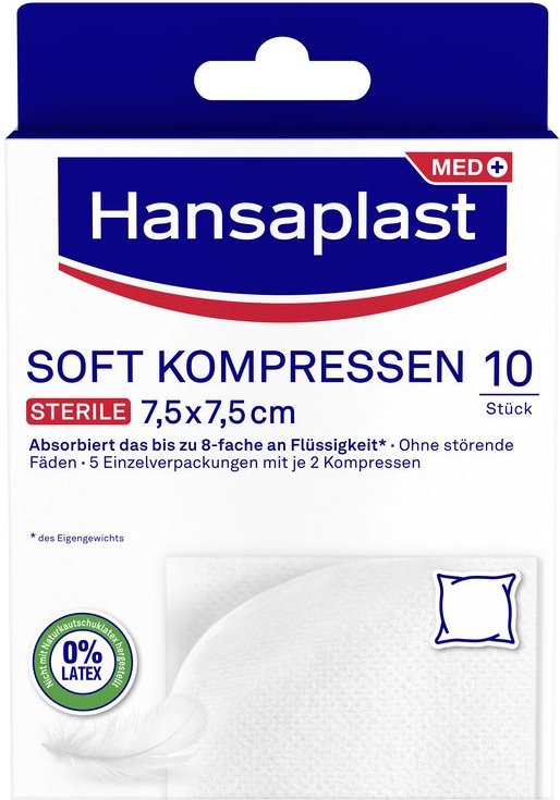 Hansaplast Soft Kompressen 7,5x7,5 cm steril 5x2 St Pflaster