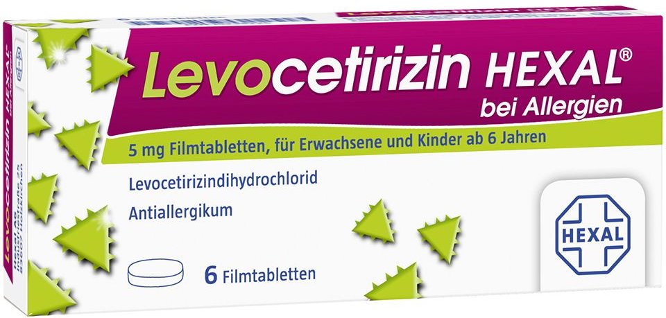 Levocetirizin Hexal bei Allergien 5 mg Filmtabl. 6 St Filmtabletten