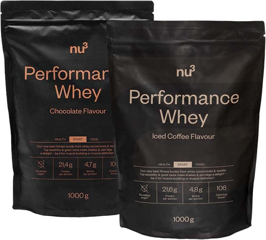 nu3 Performance Whey Probierpaket Schoko + Iced Coffee 2x1000 g Pulver