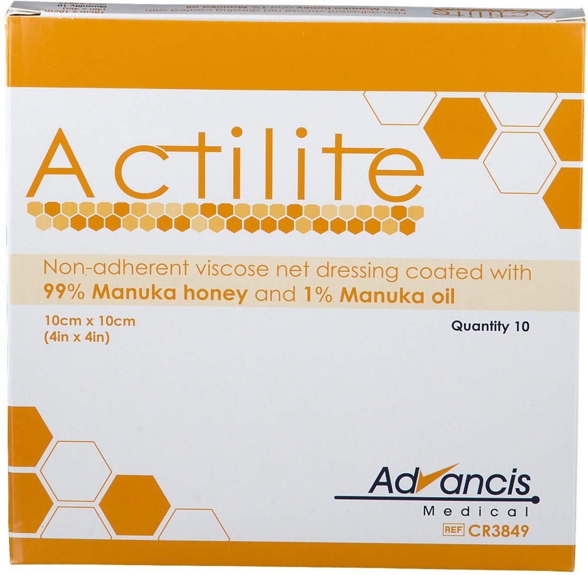 Actilite 10x10 cm Honig Wundauflage 10 St Wundgaze