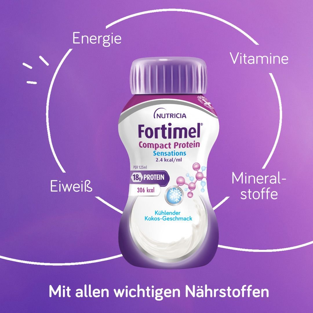 Fortimel Compact Protein 2.4 kcal kühlen.Kokosnuss 8x4x125 ml Flüssigkeit