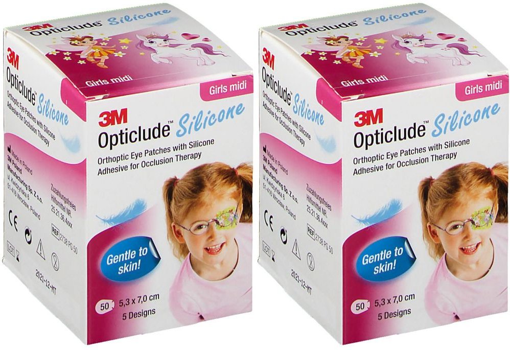 2x Opticlude 3M Silicone girls midi 5,3x7 cm 2738Pg 2x50 St Pflaster