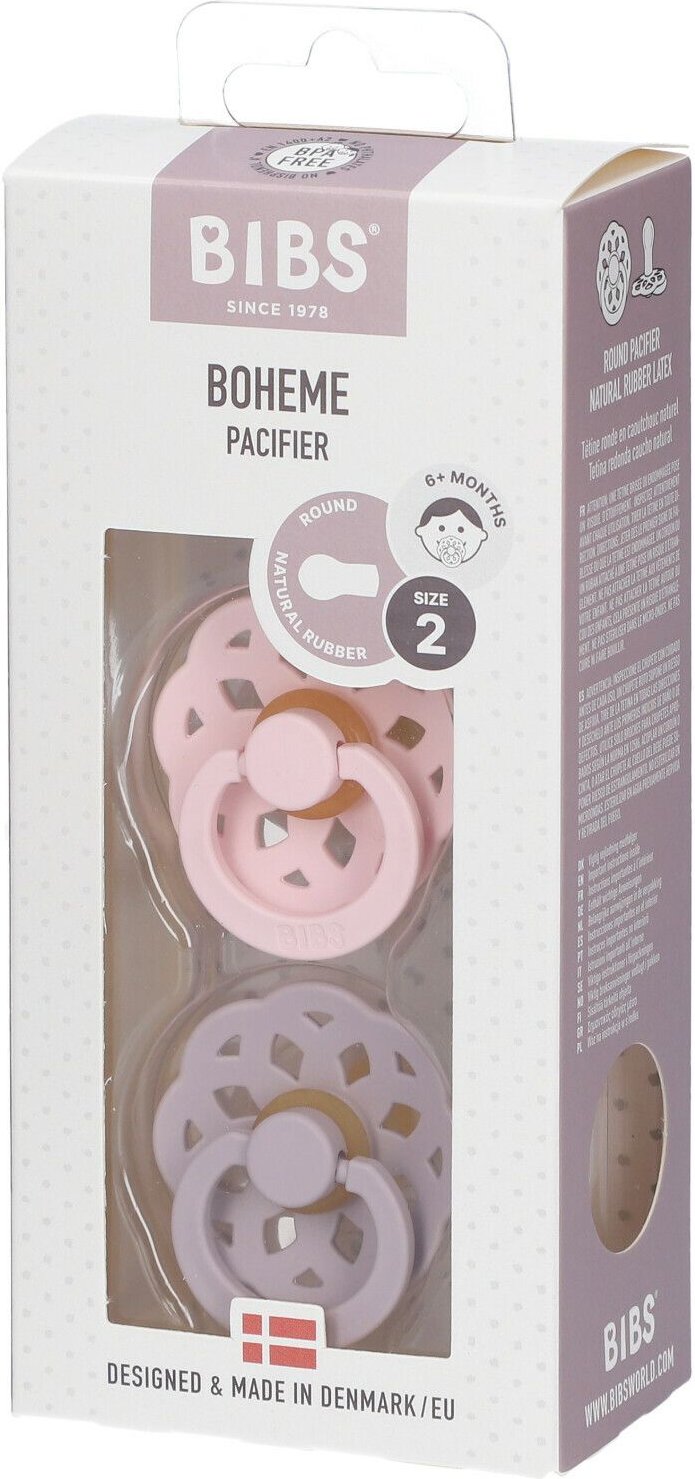 Bibs Fopspeen Boheme Blossom - Lilac 6-18 Maanden 2 St Sauger