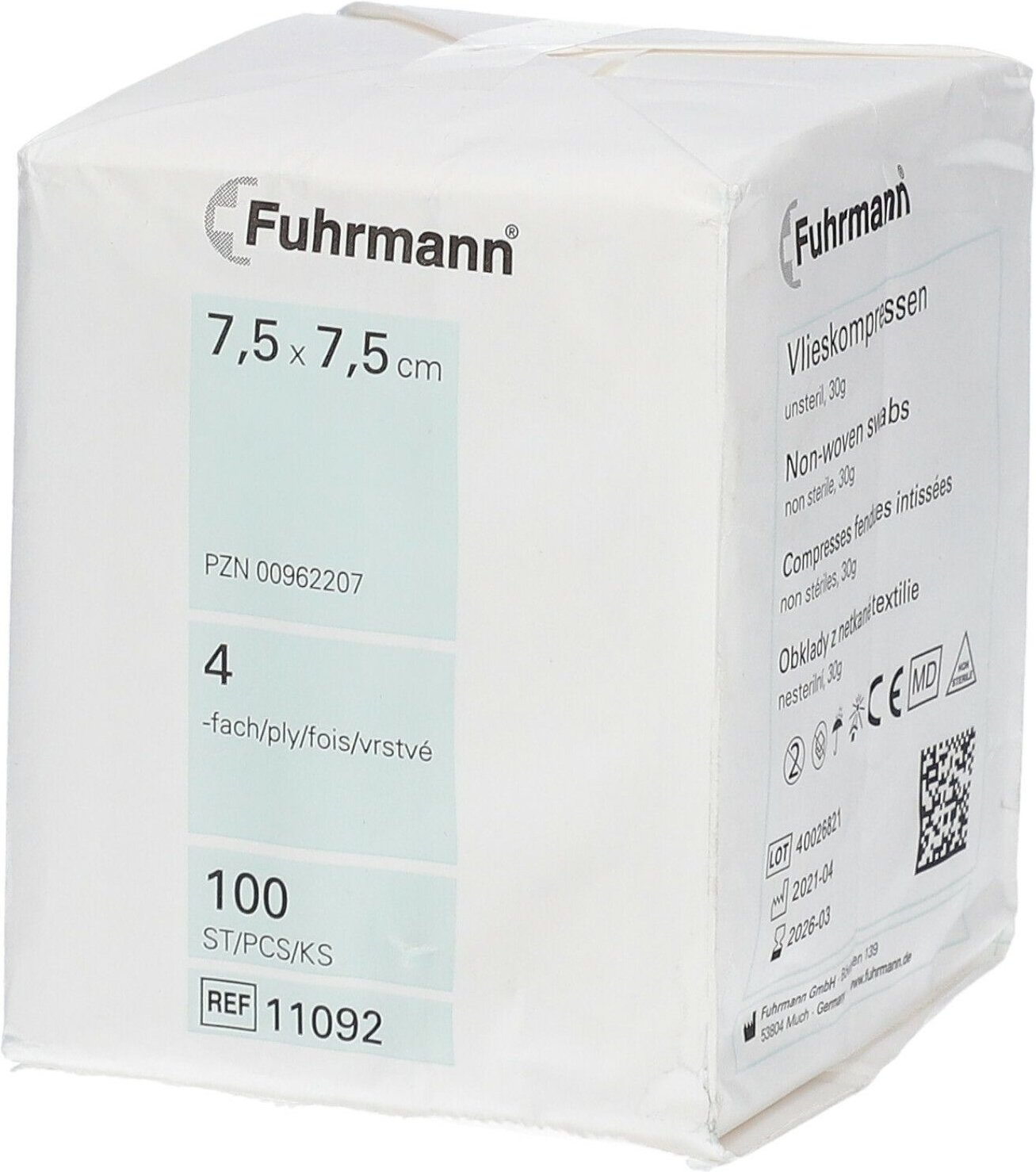 Vlieskompressen unsteril 7,5x7,5 cm 4lagig 100 St Kompressen