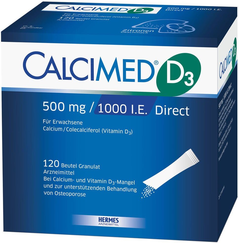 Calcimed D3 500 mg/1000 I.e. Direct Granulat 120 St