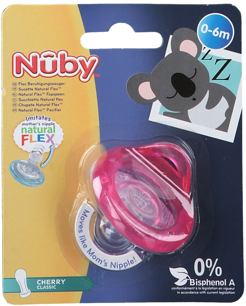 Thumbnail - Nuby Fopspeen Natural Flexibel Kers 0-6 Maanden 1 St Sauger