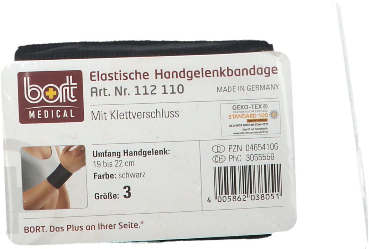 Bort Handgelenkbandage m.Klettverschl.Gr.3 schwarz 1 St Bandage(s)